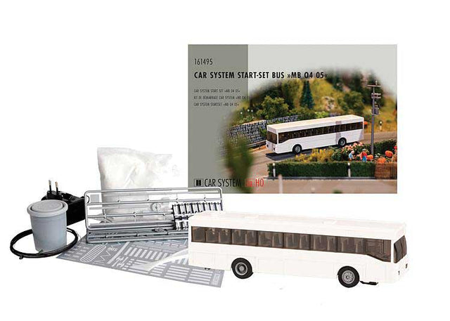 Starter Set with Mercedes-Benz O405 Bus - Car System -- White Bus, 10m Contact Wire, Road Materials and Instructions
