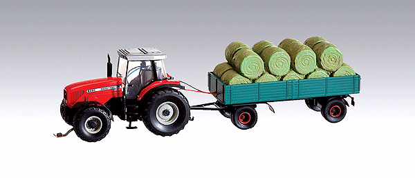 Car System MF Tractor w/Hay Wagon (Wiking)
