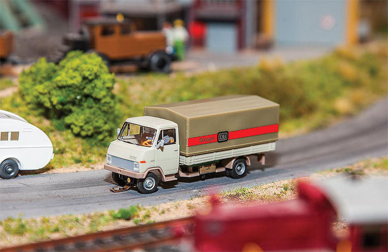 Hanomag-Henschel Flatbed Truck w/Cover - Car System -- German Federal Railroad DB (white, beige, red)