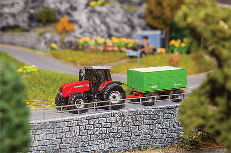 Massey-Ferguson Tractor w/Wood Chip Trailer - Car System -- Red w/Green Trailer