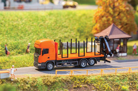 Operating Scania R13 Pulpwood/Logging Truck w/Crane - Car System -- Orange-1