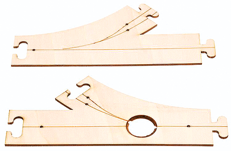 Car System Laser-Street Section (Less Guide Wire) - Kit -- 45-Degree Fork & Junction - 1 Each: Right & Left