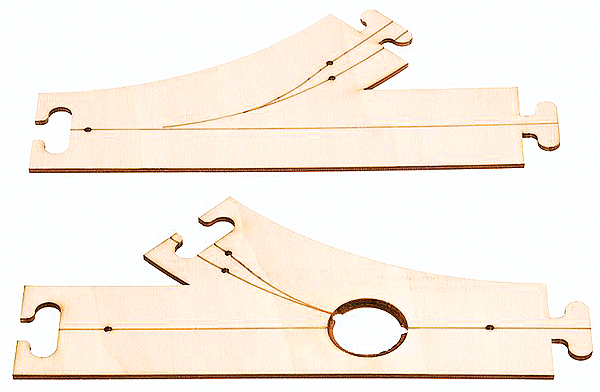 Car System Laser-Street Section (Less Guide Wire) - Kit -- 45-Degree Fork & Junction - 1 Each: Right & Left