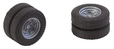 Dually Truck Tires & Rims - Car System -- Fits Mercedes-Benz Atego Fire Trucks Made by Herpa/Rietze