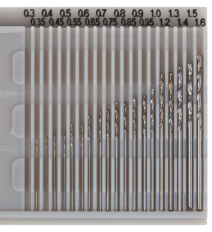 Drill Set -- 20 Pieces .010 - .060"  .3 to 1.6mm