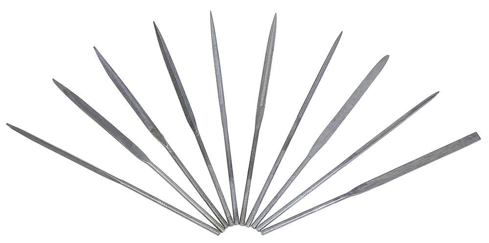 Needle File Set -- 10-Piece Set, Each: 4-5/16"  11cm Long