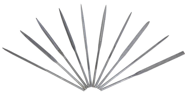 Needle File Set -- 10-Piece Set, Each: 4-5/16"  11cm Long