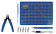 Model Building Tool Starter Set -- Sprue Cutter, Hobby Knife w/5 Blades, File, Cutting Mat, Deburring tool