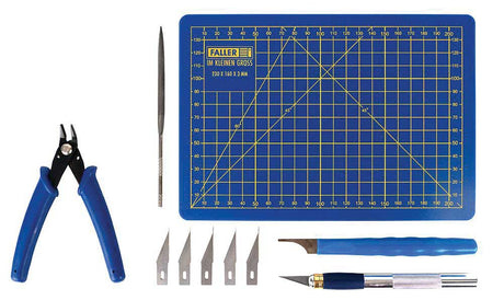 Model Building Tool Starter Set -- Sprue Cutter, Hobby Knife w/5 Blades, File, Cutting Mat, Deburring tool