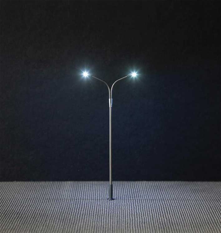 LED Double Streetlight -- Adjustable height up to 3-15/16" 10cm tall pkg(3)-2