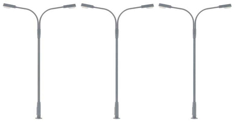 LED Streetlight -- Double-Arm Curved Mast, 3-11/16"  9.4cm Cool White pkg(3)
