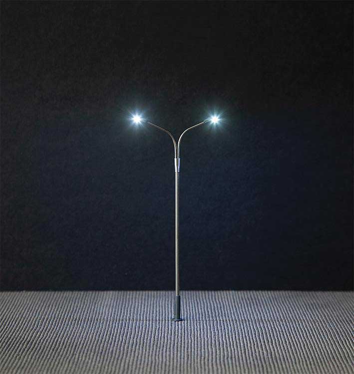 Double Whip-Style LED Street Light -- 3-15/16"  10cm Tall