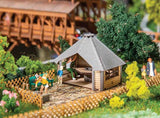 Barbecue Hut -- Laser-Cut Wood Kit - 1-15/16 x 1-7/8 x 1-1/2" 4.9 x 4.7 x 3.8cm-1