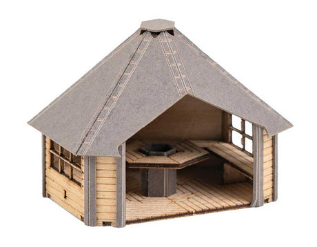 Barbecue Hut -- Laser-Cut Wood Kit - 1-15/16 x 1-7/8 x 1-1/2" 4.9 x 4.7 x 3.8cm-2