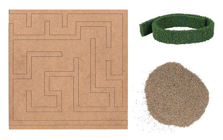 Garden Maze -- Base Plate: 7-7/8 x 7-7/8"  20 x 20cm Hedge Height: 1-1/8"  2.9cm-2