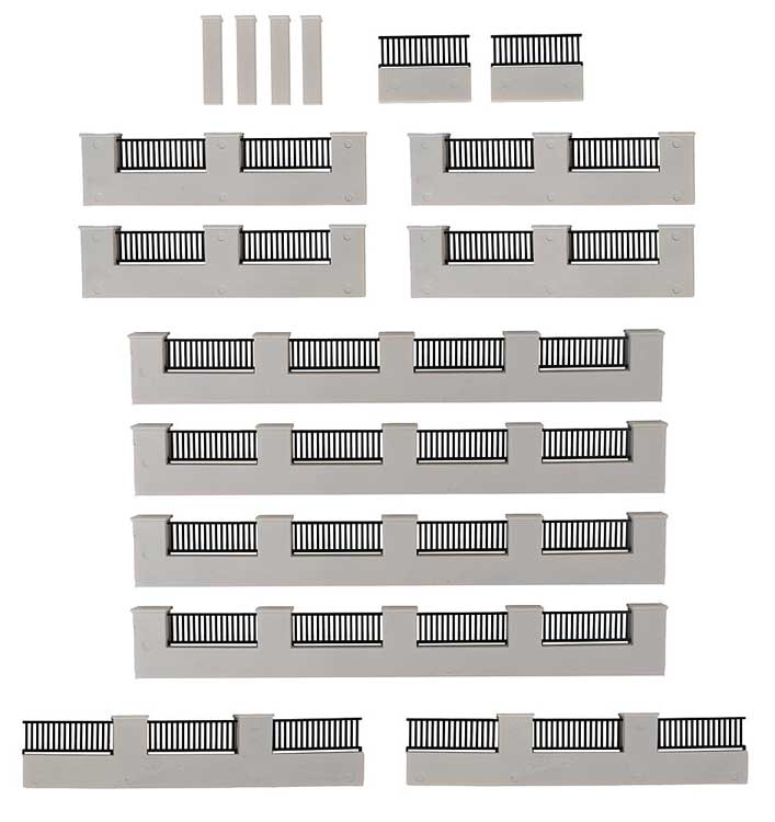 Concrete Wall with Iton Grates -- Total Length 59-1/16"  150cm, 1"  2.6cm Tall-2