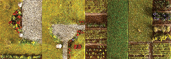 Finished Landscape Sections/Mats -- Set #1 - 4 Different Gardens