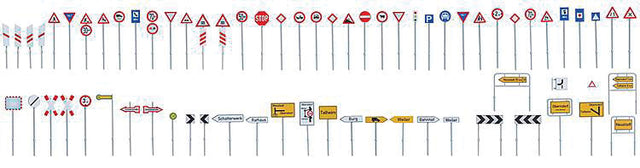 European Traffic Signs -- Over 50 Different Signs