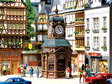 Four-Face Clock Tower with Newsstand -- 2 x 2"  5.2 x 5.2cm