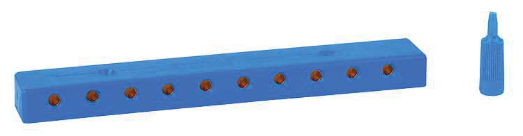 Low-Voltage Distribution Terminal (Plate) -- 10 Sockets and Plugs, 3/32"  2.5mm (blue)-2