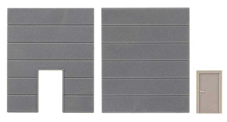 2 Wall Panels - Goldbeck Modular Building Component -- 1 Solid Wall Panel and 1 Wall Panel with Walk-In Entry Door