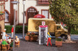 Telecom-Style Telephone Booth -- Assembled - Gray, Red, 1/2 x 1/2 x 1-5/16"  1.2 x 1.2 x 3.4cm