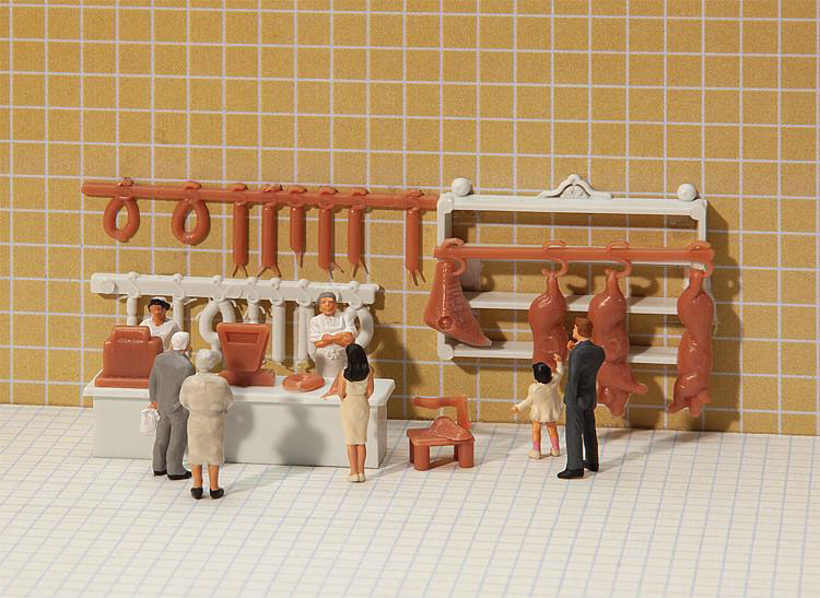 Butcher Shop Interior Decoration Set -- Unpainted