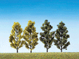 Trees - Deciduous -- 2 Birch & 2 Poplar Trees 2-13/16"  7cm Tall