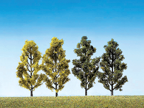 Trees - Deciduous -- 2 Birch & 2 Poplar Trees 2-13/16"  7cm Tall