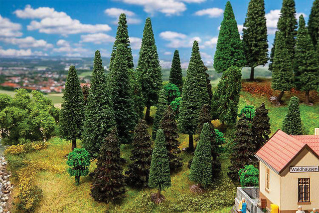 Forest Tree Assortment -- 2"  5cm to 4-3/4"  12cm Tall pkg(30)