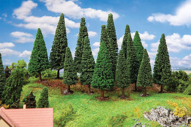 Fir Trees -- 3-5/8"  9cm to 5-7/8"  15cm Tall pkg(15)