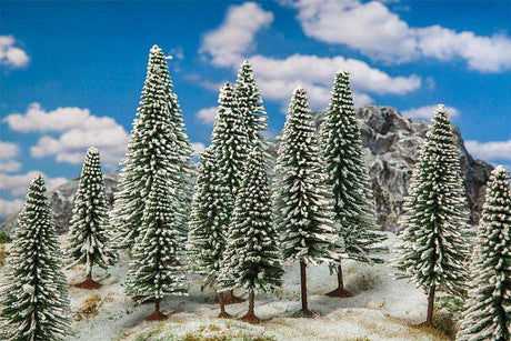 Snow-Covered Fir Trees -- 3-15/16 to 5-1/2"  10 to 14cm Tall pkg(18)