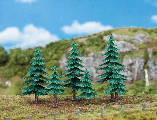 Fir Trees -- 3 Each 2" & 4-3/4"  5 & 12cm