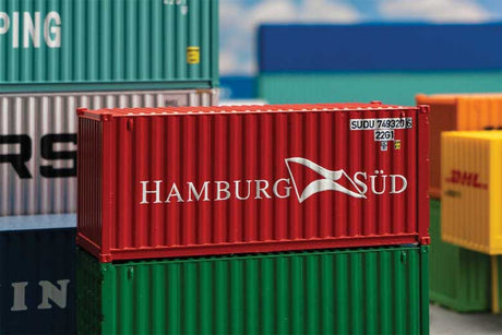 20' Corrugated Container - Assembled -- Hamburg Sud (red, white)