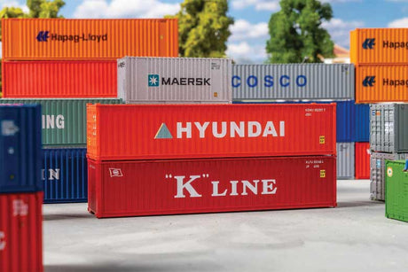 40' Container 2-Pack - Ready to Run -- 1 Each Hyundai (orange), K-Line (red)-2