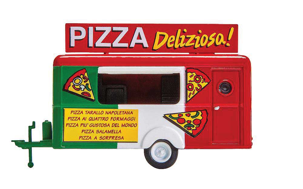 Concession Trailer - Assembled -- Pizza (white, red, green, Italian Lettering)