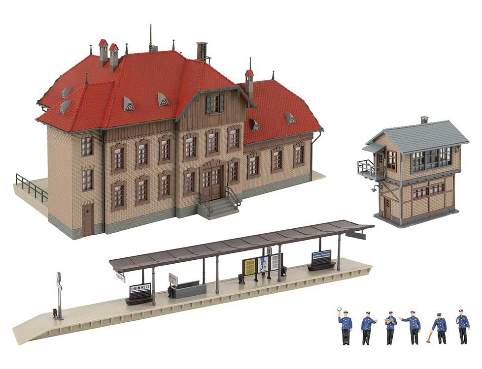 Passendorf Railway Station Set -- Kit - Depot, Signal Tower, Platform, Railway Personnel Figures-2