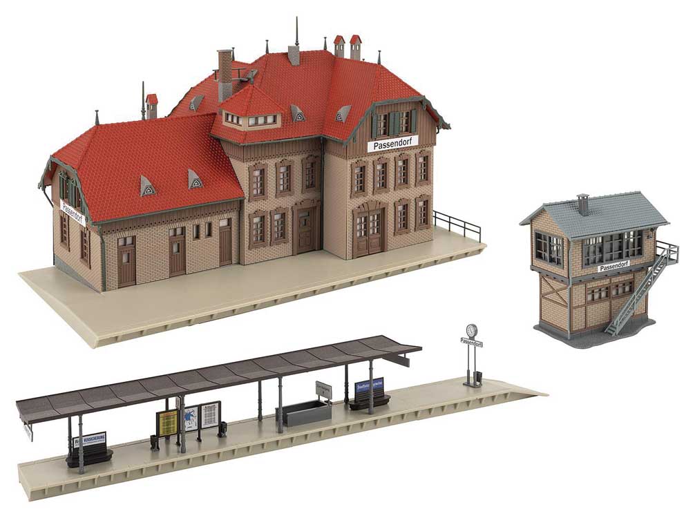 Passendorf Railway Station Set -- Kit - Depot, Signal Tower, Platform, Railway Personnel Figures-3