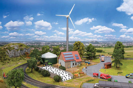 Sustainable Agriculture Set -- Kit - Wind Turbine, Shed with Solar Panels, Manure Pile, Silage Tank, Detail-1