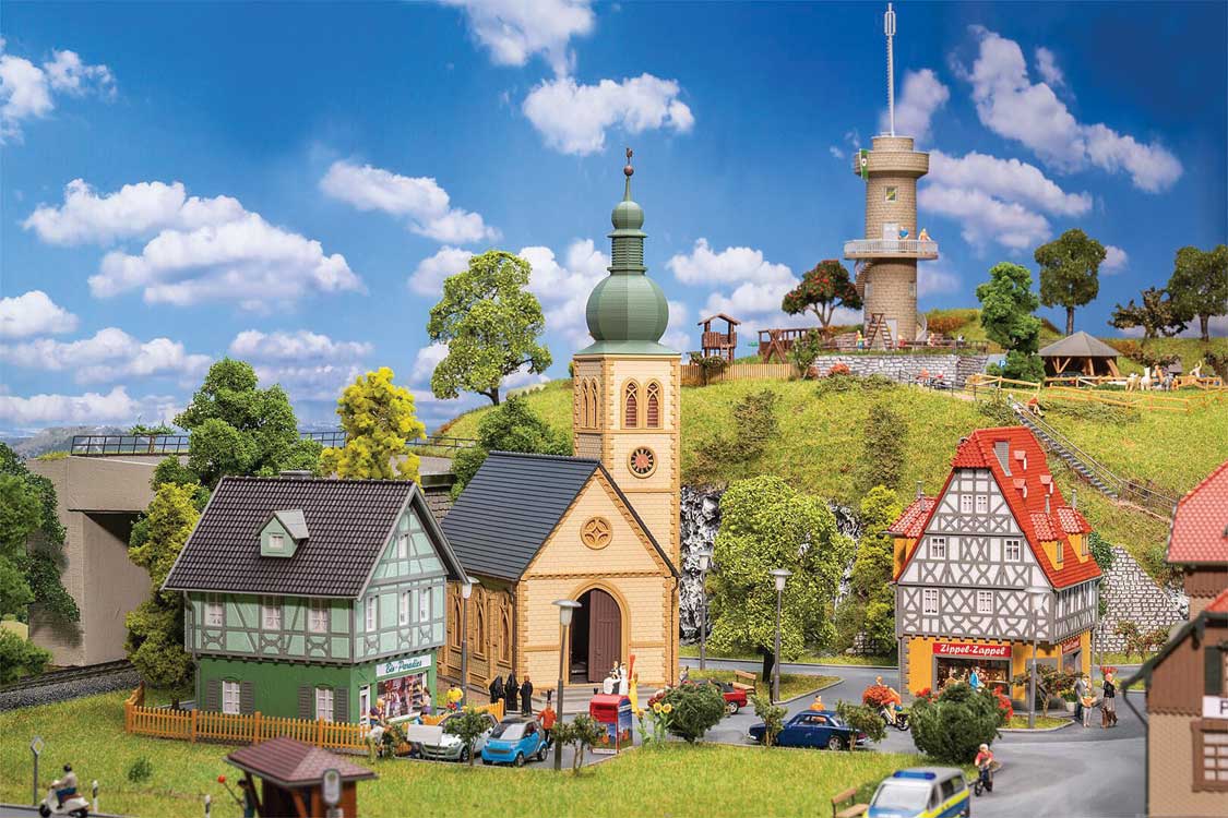 Village Life Set -- Kit - Church, 2 Town Buildings-1