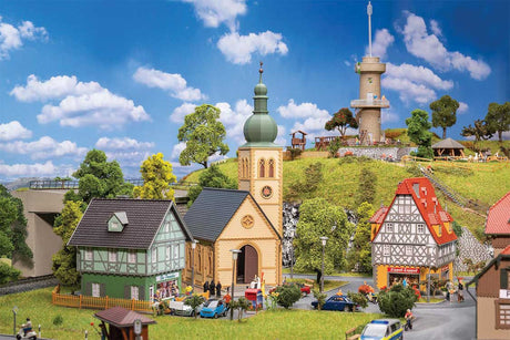 Village Life Set -- Kit - Church, 2 Town Buildings-1