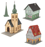 Village Life Set -- Kit - Church, 2 Town Buildings-2