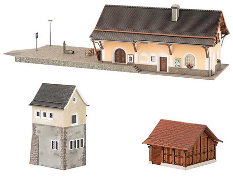 Susch Railway Station Set -- Kit - Includes Station w/Platform, Interlocking Tower, Outbuilding-3