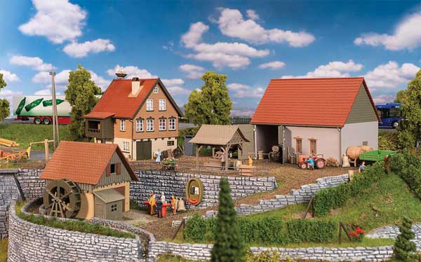 Countryside Structure Set -- Kit - 1 Each: Farmhouse, Barn, Mill & Wine Press-1