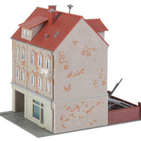 European 1950s 4-Building Set -- Kit - 2 Businesses, 1 Ruins and Gas Station