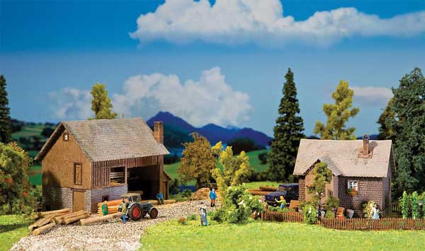 Sawmill with Dwelling House - Kit -- Sawmill: 14.5 x 9.5 x 12cm, House: 9.5 x 8.5 x 7.5cm-1