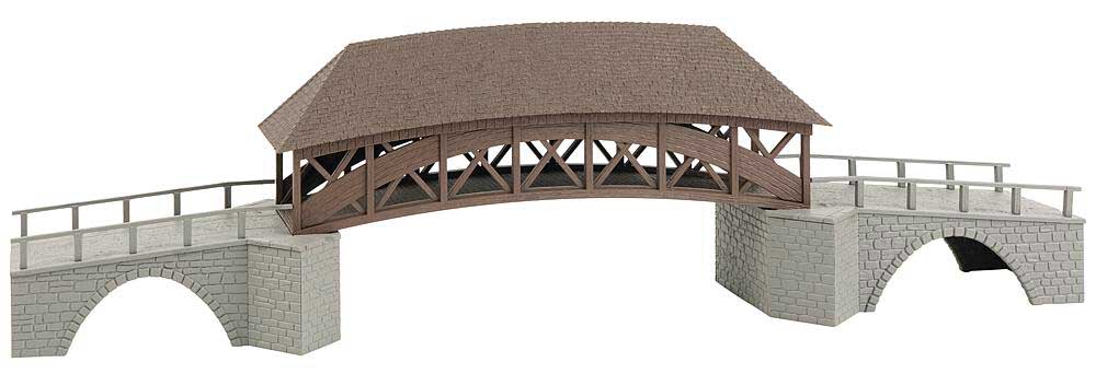 Old Wooden Covered Bridge -- Kit - 14-9/16 x 3-1/4 x 4-5/16" 37 x 8.3 x 11cm-2