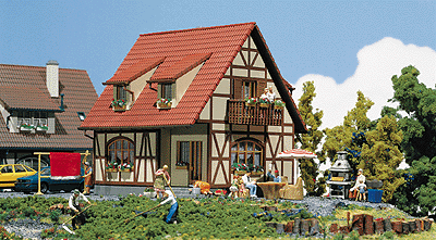 One Family House Half Timbered -- 4-5/8 x 3-3/4 x 4-5/8"  11.5 x 9.5 x 11.5cm