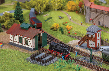 Half-Timber Branch Line Engine Shed & Signal Tower -- Kit - Shed: 3-9/16 x 2-3/8 x 2-7/16"  9 x 6.1 x 6.2cm