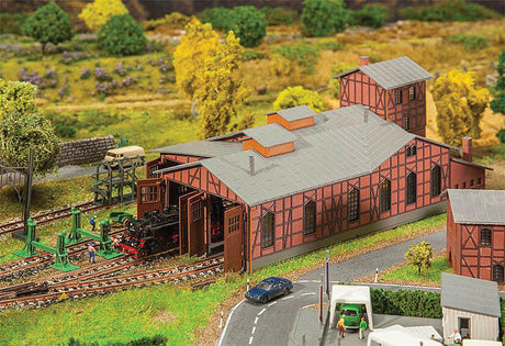 Half-Timber 2-Track Engine House -- Kit - 8-15/16 x 5 x 3-3/4"  22.7 x 12.6 x 9.5cm